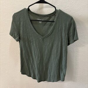 American Eagle Outfitters Green Crop Fitted T-Shirt